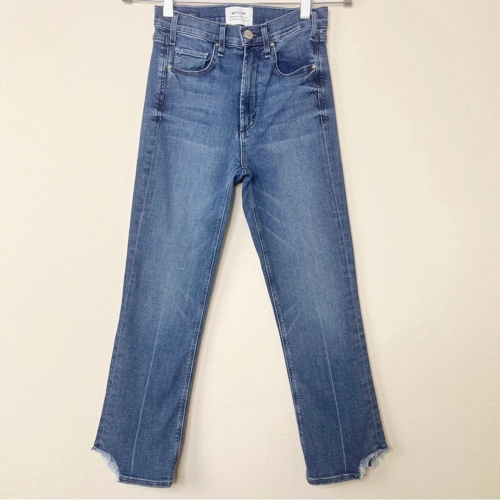 McGuire‎ Gainsburg Bootcut High Rise Ankle Cropped Jeans with Frayed Hem